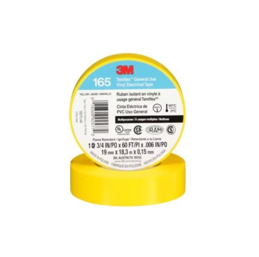 Cinta Aisladora Temflex 165 Amarillo 19MM X 18M
