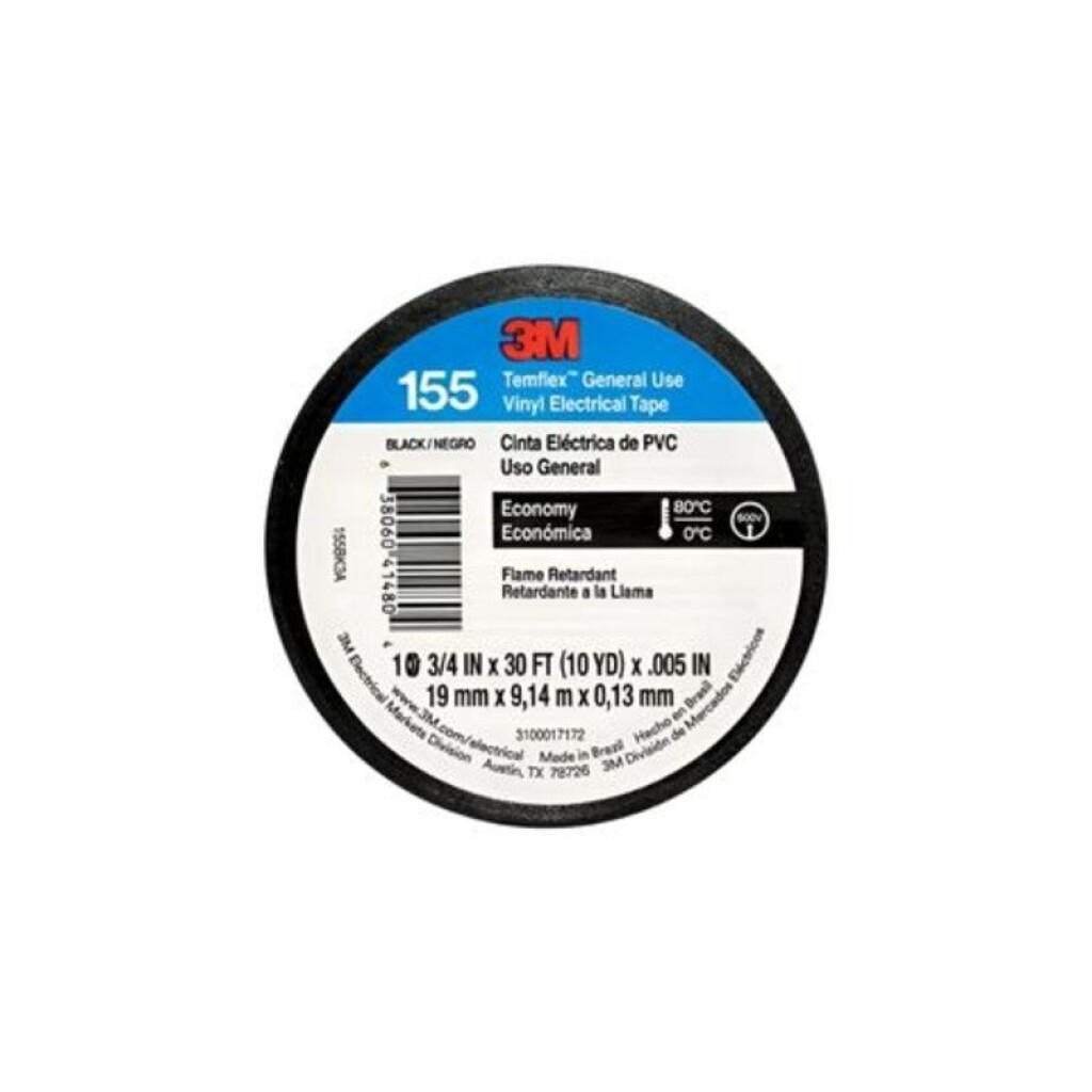Cinta Aisladora Temflex 155 Negro 19MM X 9M