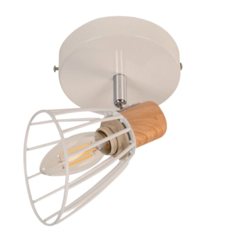 Aplique 1 Luz Pino E27 40W Blanco y Madera