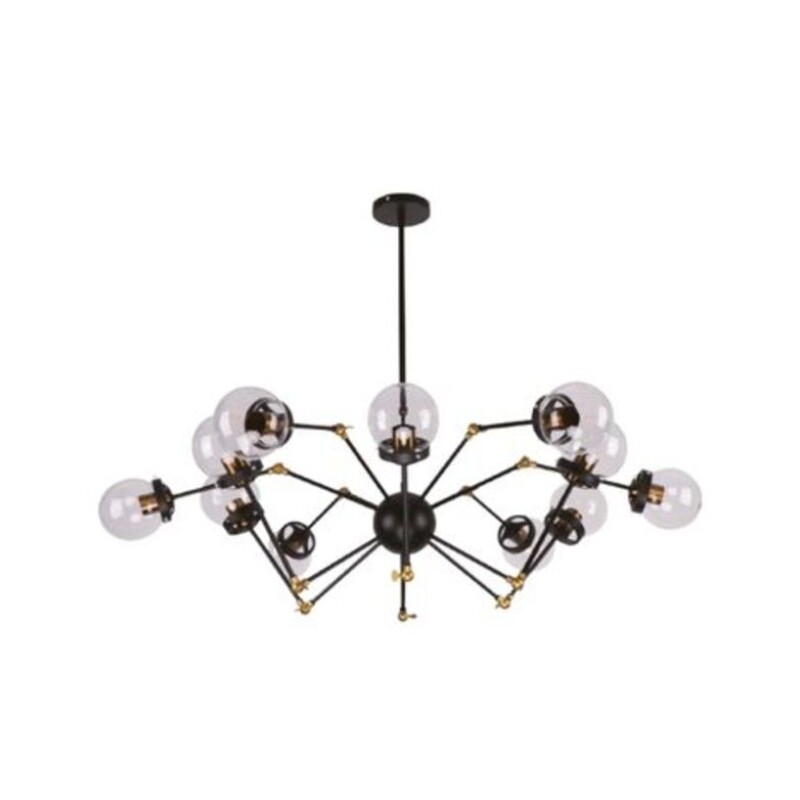 Colgante 12L Articulado Negro y Vidrio E27