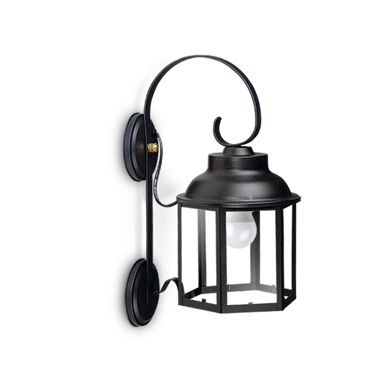 Farol Hexagonal con Mensula E27 Negro